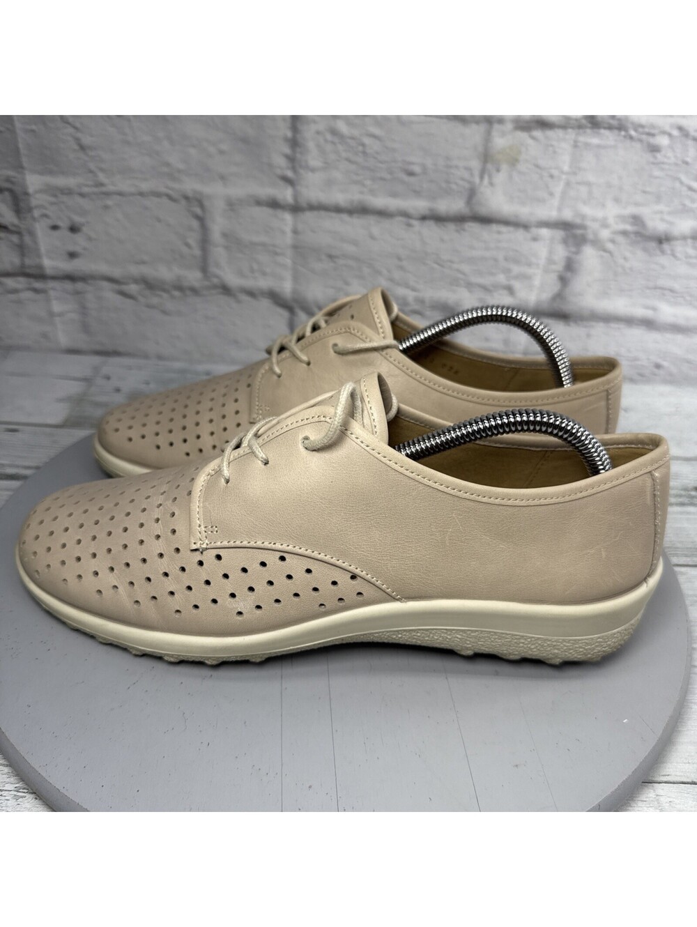 Hotter Ortholite Shoes Cushioned Women’s Beige Leather Lace Up Size 8.5